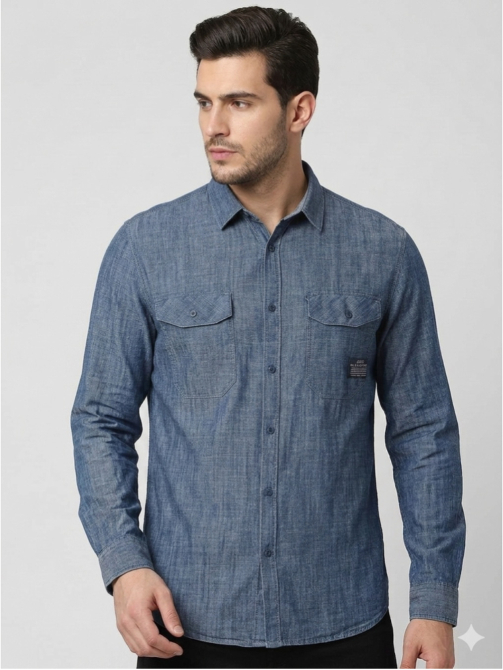 Men's Jack & Jones Casual Button Down Shirt, Size M, Blue. 1921
